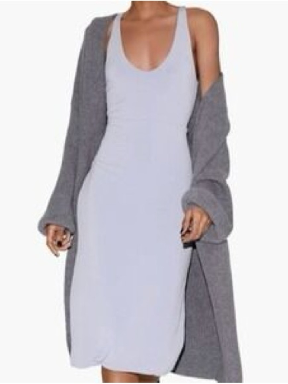 Leith Light Gray Sleeveless Midi Dress
